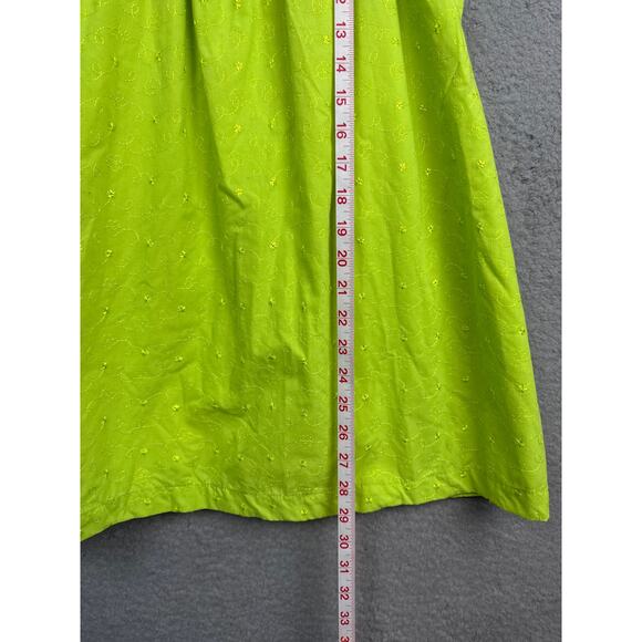 penelope mack Girls Smocked Sundress Lime Green Eyelet Cotton Size 8 NWOT - Picture 4 of 7